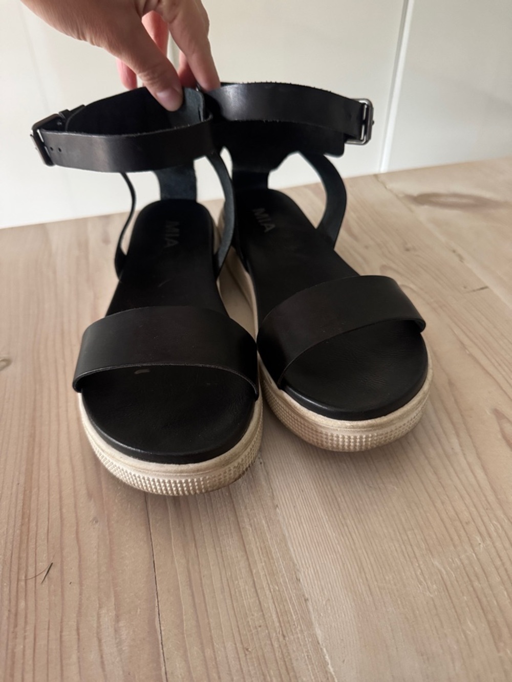 MIA Black Ankle-Strap Platform Sandals - Picture 2 of 8